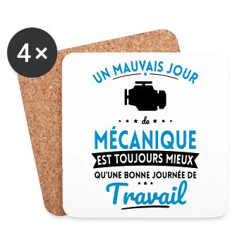 Mauvais jour mécanique mieux que journée travail - Dessous de verre (lot de 4) - blanc - Devant