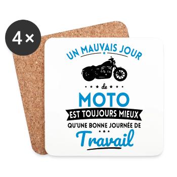 Mauvais jour de moto mieux que journée travail - Dessous de verre (lot de 4) - blanc - Devant