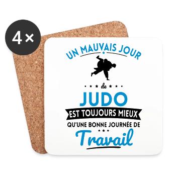 Mauvais jour de judo mieux que journée travail - Dessous de verre (lot de 4) - blanc - Devant