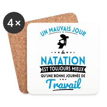 Mauvais jour de natation mieux que journée travail - Dessous de verre (lot de 4) - blanc - Devant