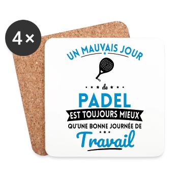 Mauvais jour de padel mieux que journée travail - Dessous de verre (lot de 4) - blanc - Devant