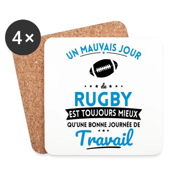 Mauvais jour de rugby mieux que journée travail - Dessous de verre (lot de 4) - blanc - Devant