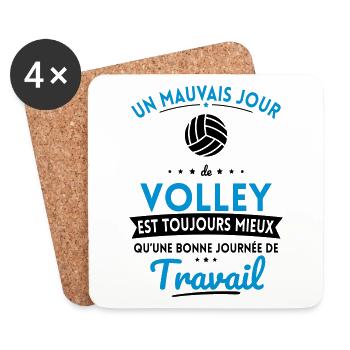 Mauvais jour de volley mieux que journée travail - Dessous de verre (lot de 4) - blanc - Devant