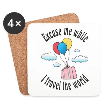Excusez-moi pendant que je voyage à travers le monde - Dessous de verre (lot de 4) - blanc - Devant