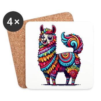 ALPACA PINATA CONFETTI VARIEGATED RAINBOW PATTERN - Coasters (set of 4) - white - Front