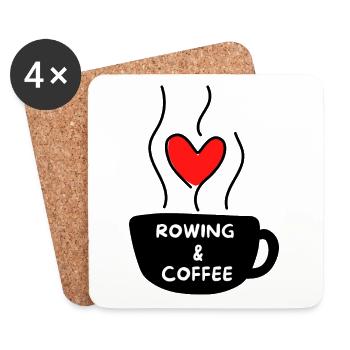 Rudern und Kaffee - Untersetzer (4er-Set) - Weiß - Vorne
