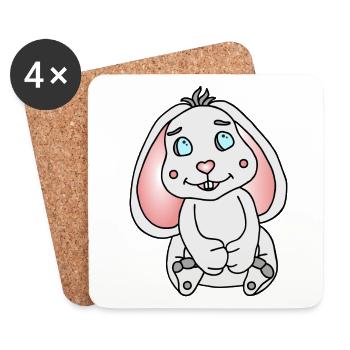 Süßer Hase mit Schlappohren - Untersetzer (4er-Set) - Weiß - Vorne
