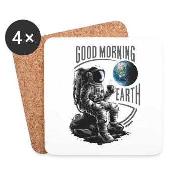 Guten Morgen Erde Astronaut - Untersetzer (4er-Set) - Weiß - Vorne