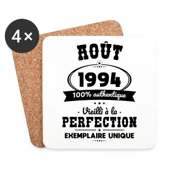 Anniversaire 30 ans - Août 1994 Perfection - Dessous de verre (lot de 4) - blanc - Devant