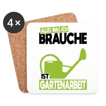 Alles was ich brauche ist Gartenarbeit - Untersetzer (4er-Set) - Weiß - Vorne