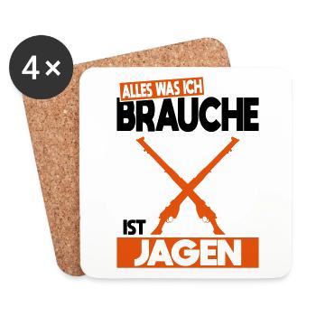 Alles was ich brauche ist Jagen - Geschenkidee - Untersetzer (4er-Set) - Weiß - Vorne