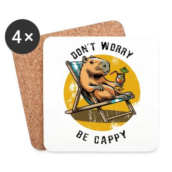 Don't worry be Cappy - Capybara - Urlaub - Untersetzer (4er-Set) - Weiß - Vorne