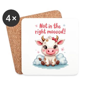 Vache douce et triste pas de bonne humeur - Dessous de verre (lot de 4) - blanc - Devant