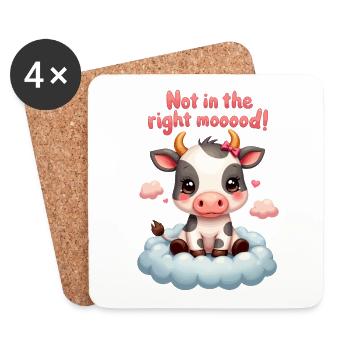 Vache douce et triste pas de bonne humeur - Dessous de verre (lot de 4) - blanc - Devant