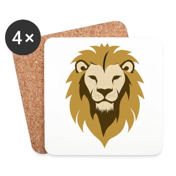 Löwensymbol, Löwenkopf, Savanne Wild Tier - Untersetzer (4er-Set) - Weiß - Vorne