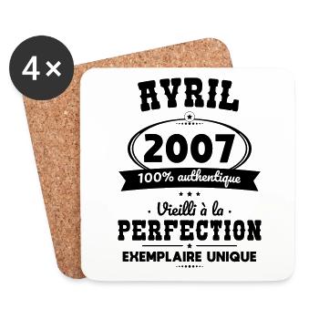 Anniversaire 18 ans - Avril 2007 Perfection - Dessous de verre (lot de 4) - blanc - Devant