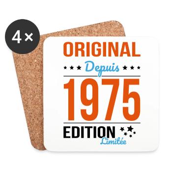 Anniversaire 50 ans - Original depuis 1975 - Dessous de verre (lot de 4) - blanc - Devant