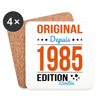 40 Jahre Jubiläum - Original seit 1985 - Untersetzer (4er-Set) - Weiß - Vorne