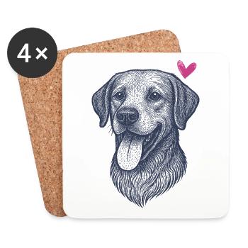 Labrador – Loyal, enjoué et ami de la famille - Dessous de verre (lot de 4) - blanc - Devant
