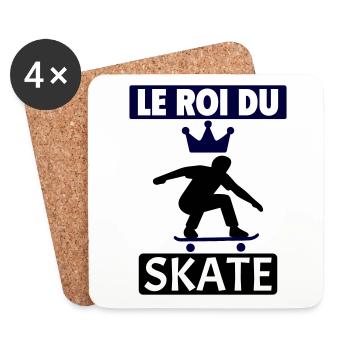 Le Roi du Skate Skateur Skateboard - Dessous de verre (lot de 4) - blanc - Devant