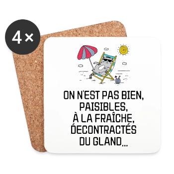 On n'est pas bien, paisibles, à la fraîche... - Dessous de verre (lot de 4) - blanc - Devant