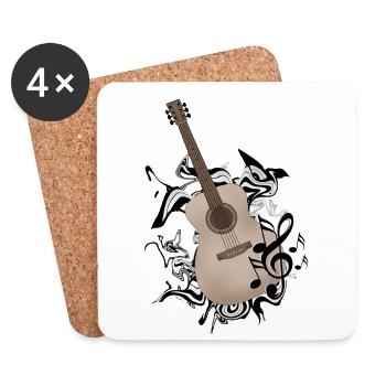 guitare - Dessous de verre (lot de 4) - blanc - Devant