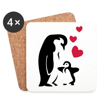 Penguin dad / mom - baby - Coasters (set of 4) - white - Front