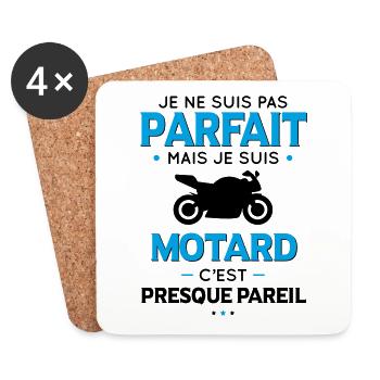 Je ne suis pas parfait mais je suis motard - Dessous de verre (lot de 4) - blanc - Devant