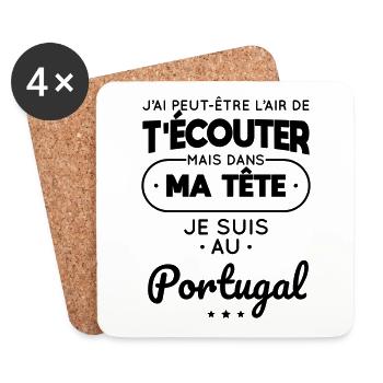 Dans ma tête je suis au Portugal - Dessous de verre (lot de 4) - blanc - Devant