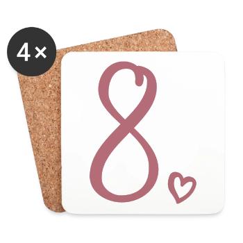 8th Birthday Kids Girls 8 Years Old Cute Number 8 - Coasters (set of 4) - white - Front