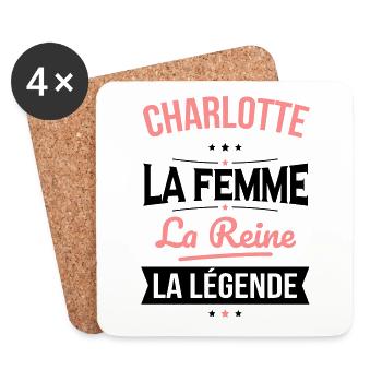 Charlotte - La Femme - La Reine - La Légende - Dessous de verre (lot de 4) - blanc - Devant