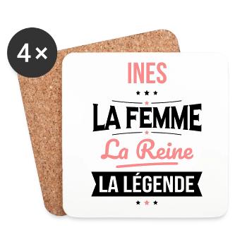 Ines - La Femme - La Reine - La Légende - Dessous de verre (lot de 4) - blanc - Devant