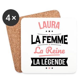 Laura - La Femme - La Reine - La Légende - Dessous de verre (lot de 4) - blanc - Devant