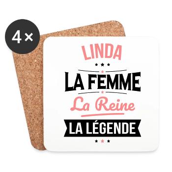 Linda - La Femme - La Reine - La Légende - Dessous de verre (lot de 4) - blanc - Devant