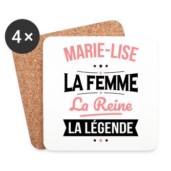 Marie-Lise - La Femme - La Reine - La Légende - Dessous de verre (lot de 4) - blanc - Devant