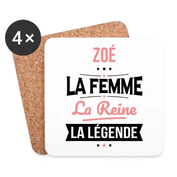 Zoé - La Femme - La Reine - La Légende - Dessous de verre (lot de 4) - blanc - Devant