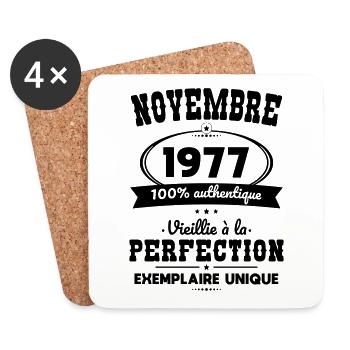 Anniversaire 45 ans - Novembre 1977 Perfection - Dessous de verre (lot de 4) - blanc - Devant