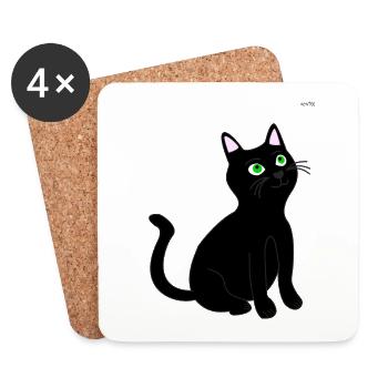 cute black cat - Coasters (set of 4) - white - Front