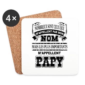 Meilleur grand-père papou cadeau humour papi papy - Dessous de verre (lot de 4) - blanc - Devant