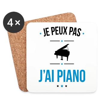 Je peux pas j'ai piano - Cadeau humour - Dessous de verre (lot de 4) - blanc - Devant