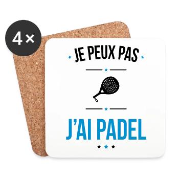 Je peux pas j'ai padel - Cadeau humour - Dessous de verre (lot de 4) - blanc - Devant