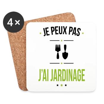 Je peux pas j'ai jardinage - Cadeau humour - Dessous de verre (lot de 4) - blanc - Devant