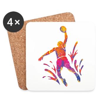 Basketteur Coloré Paint Slam Dunk Sports - Dessous de verre (lot de 4) - blanc - Devant