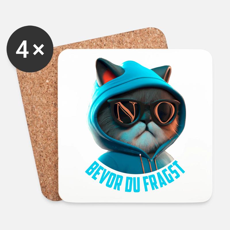 Bevor du fragst nein Katze - Untersetzer (4er-Set) - Weiß