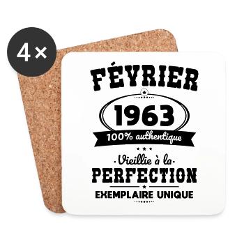 Anniversaire 60 ans - Février 1963 Perfection - Dessous de verre (lot de 4) - blanc - Devant