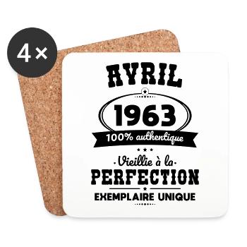 Anniversaire 60 ans - Avril 1963 Perfection - Dessous de verre (lot de 4) - blanc - Devant