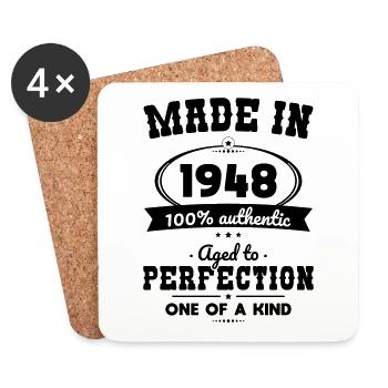 75e anniversaire - Fabriqué en 1948 - Vieilli à la perfection - Dessous de verre (lot de 4) - blanc - Devant