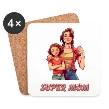 Super Mom - Untersetzer (4er-Set) - Weiß - Vorne