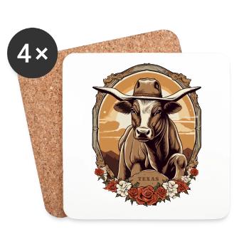 Texas Bullenreiter - Untersetzer (4er-Set) - Weiß - Vorne