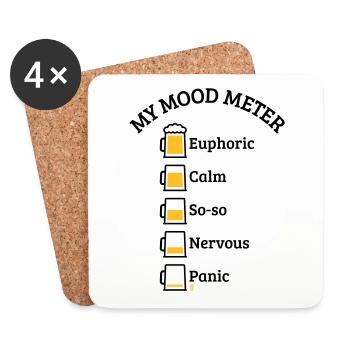My Mood Meter (Bier / Biertrinker / V1 / POS) - Untersetzer (4er-Set) - Weiß - Vorne